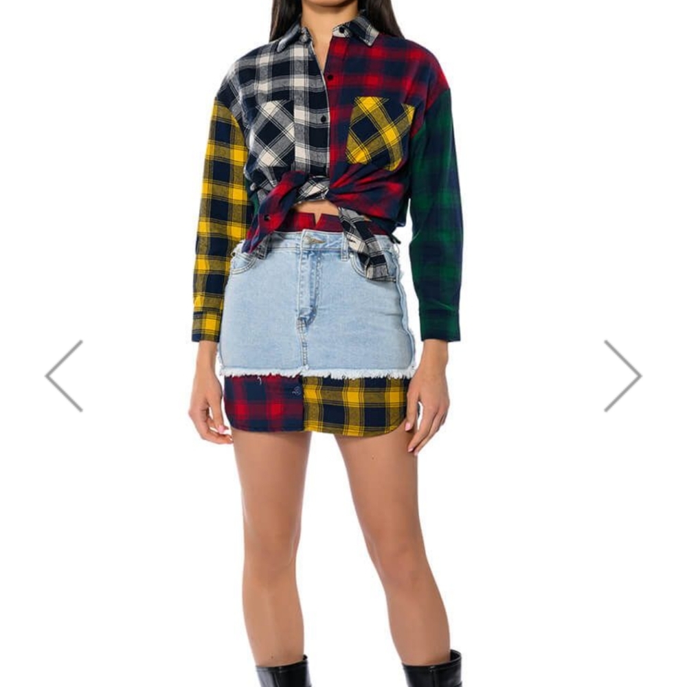 Akira plaid top size L skirt medium with stretch